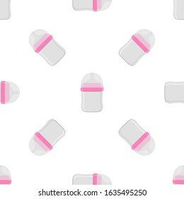 Illustration on theme colored kit baby milk in clear bottle with rubber pacifier. Baby milk bottle consisting of collection for newborn, good pacifier. Pacifier in milk bottle for baby care equipment.