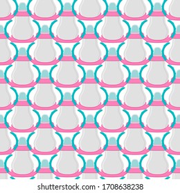 Illustration on theme colored kit baby milk in clear bottle with rubber pacifier. Baby milk bottle consisting of collection to newborn, good pacifier. Pacifier in milk bottle it baby care equipment.