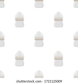 Illustration on theme colored kit baby milk in clear bottle with rubber pacifier. Baby milk bottle consisting of collection to newborn, good pacifier. Pacifier in milk bottle it baby care equipment.