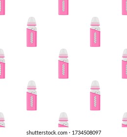 Illustration on theme colored kit baby milk in clear bottle with rubber pacifier. Baby milk bottle consisting of collection to newborn, good pacifier. Pacifier in milk bottle it baby care equipment.