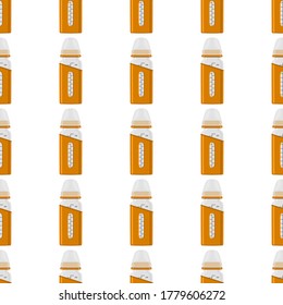 Ilustración sobre el kit de color temático leche para bebé en botella transparente con un pacificador de goma. Botella de leche de bebé que consiste en recolección para recién nacidos, buen pacificador. Pacificador en botellas de leche, equipo de cuidado de bebés.