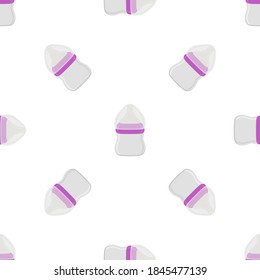 Illustration on theme colored kit baby milk in clear bottle with rubber pacifier. Baby milk bottle consisting of collection to newborn, good pacifier. Pacifier in milk bottle it baby care equipment.