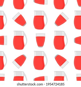 Ilustración sobre limonada temática en jarra de vidrio, taza para bebida natural. Patrón de lamonada consistente en accesorios de cocina, jarra de vidrio, taza de comida orgánica. Tarta de limonada fresca de la jarra en vaso de vidrio