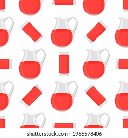 Ilustración sobre limonada temática en jarra de vidrio, taza para bebida natural. Patrón de lamonada consistente en accesorios de cocina, jarra de vidrio, taza de comida orgánica. Tarta de limonada fresca de la jarra en vaso de vidrio