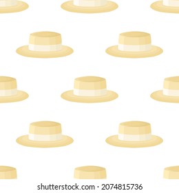 Illustration on theme colored pattern hats straw, beautiful caps in white background. Caps pattern consisting of collection hats straw for wearing. Pattern of design hats, caps straw for weather.