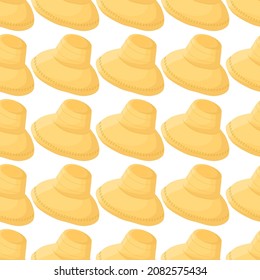 Illustration on theme colored pattern hats straw, beautiful caps in white background. Caps pattern consisting of collection hats straw for wearing. Pattern of design hats, caps straw for weather.