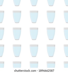 Illustration on theme colored set identical types glass cups for drinking water. Water pattern consisting of collection kitchen accessory, same glass cups to organic food. Tasty water in glass cups.