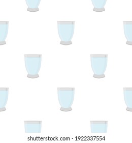 Illustration on theme colored set identical types glass cups for drinking water. Water pattern consisting of collection kitchen accessory, same glass cups to organic food. Tasty water in glass cups.