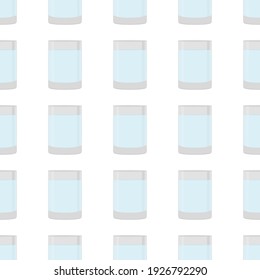 Illustration on theme colored set identical types glass cups for drinking water. Water pattern consisting of collection kitchen accessory, same glass cups to organic food. Tasty water in glass cups.