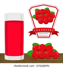 Illustration on theme cooking cranberry smoothie in glass, tasty liquid from juice. Smoothie consisting of beautiful cranberry juice in glass. Drinks cranberry smoothie in glass on natural juice.