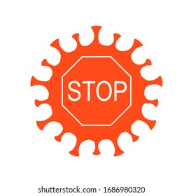 Ilustración sobre el tema del coronavirus. Paren el covid-19, quédense en casa, luchen contra el virus.