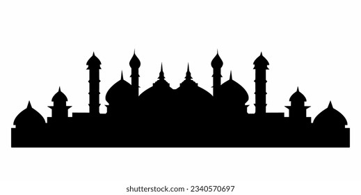 Illustration on theme different types mosques, minaret to celebration holiday Ramadan. Mosque pattern consisting of big set religious collection minaret Ramadan. Minaret mosque for happy day Ramadan.