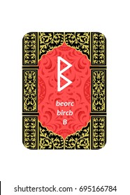 An illustration on a theme of divination with cards with runes.