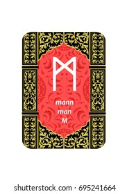 An illustration on a theme of divination with cards with runes.