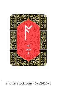 An illustration on a theme of divination with cards with runes.