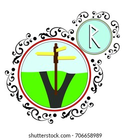 An illustration on a theme of divination with cards with runes.