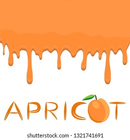 Illustration on theme falling runny apricot drip at sugary cow milk. Apricot pattern consisting of collection drip meal for organic milk beverage. Drip apricot in exclusive milk drink, menu gourmet.