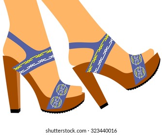 illustration on the theme of fashion with beautiful sandals.