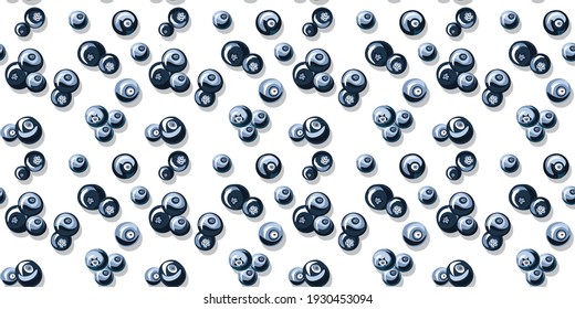 
Illustration on the theme of fresh berries. Stylish pattern made up of blueberries. Simple colorful spring pattern for packaging, backgrounds, labels.
