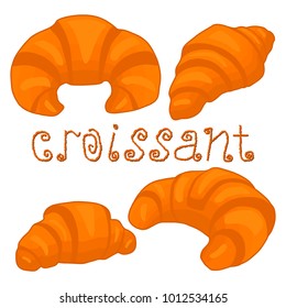 Illustration on theme fresh French pastry croissant from bakery. Sweet food pattern consisting of pastry croissant in bakery, natural product. Eat tasty pastry croissant of bakery covered in cream.