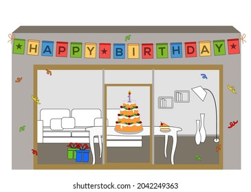 
Illustration on the theme of happy birthday celebration. 