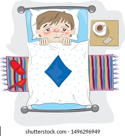 illustration on the theme of health - sick man in the cold season.