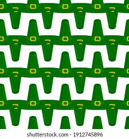 Illustration on theme Irish holiday St Patrick day, seamless headdress hats. Pattern St Patrick day consisting of many identical hats on white background. Hats it main accessory for St Patrick day.