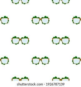 Illustration on theme Irish holiday St Patrick day, seamless eyeglasses. Pattern St Patrick day consisting of many identical eyeglasses on white background. Eyeglasses it main accessory St Patrick day