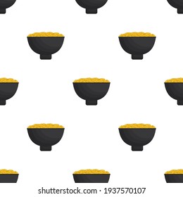 Illustration on theme Irish holiday St Patrick day, seamless pot of coins. Pattern St Patrick day of many identical coins in pot on white background. Pot for coins it main accessory for St Patrick day