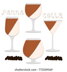 Illustration on theme jelly seed coffee pudding panna cotta. Jelly pattern consisting of natural sweet food pudding seed coffee panna cotta. Eat fresh fruit jelly seed coffee panna cotta in pudding.
