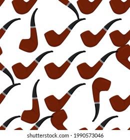Illustration on theme many identical seamless types smoke pipes different size for tobacco. Pipe pattern consisting of color collection accessory of smoke tobacco. Tobacco smoke pipe to damage health.