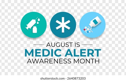 Illustration on the theme of Medic Alert Awareness Month. Promote Emergency Medical ID Safety. Creating for web banner, cards, prints, social media, poster, flyer and background design template.
