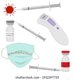 Illustration on theme medical syringe of drug for injection vaccine. Pattern medical consisting of syringe drug to injection vaccine on white background. Medical drug in syringe it injection vaccine.