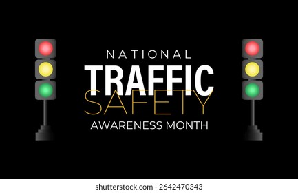Illustration on the theme of  National Traffic Safety Awareness Month is observed every August. Creating for web banner, cards, prints, social media, poster, flyer and background design template.