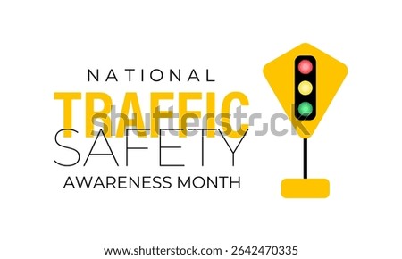 Illustration on the theme of  National Traffic Safety Awareness Month is observed every August. Creating for web banner, cards, prints, social media, poster, flyer and background design template.