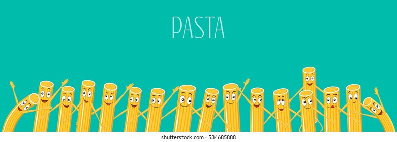 The illustration on the theme of pasta for posters and promotional materials, as well as for the menu and other cards.