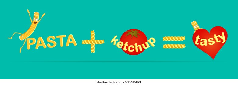 The illustration on the theme of pasta for posters and promotional materials, as well as for the menu and other cards.
