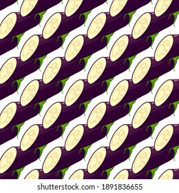 Illustration on theme of pattern eggplant, vegetable aubergine for seal. Vegetable pattern consisting of beautiful eggplant, many aubergine. Simple colorful vegetable pattern from aubergine eggplant.