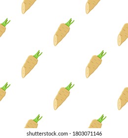 Illustration on theme of pattern plant parsnip, vegetable root for seal. Vegetable pattern consisting of beautiful plant parsnip, many root. Simple colorful vegetable pattern from root plant parsnip.