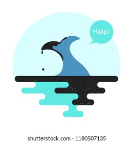 Illustration on the theme of pollution of the ocean. Vector