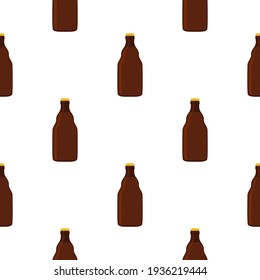 Illustration zum Thema nahtlose Bierflaschen mit Deckel für die Brauerei. Musterbier bestehend aus vielen identischen Glasflaschen auf weißem Hintergrund. Glasflaschen sind Hauptzubehör für Biergerichte.
