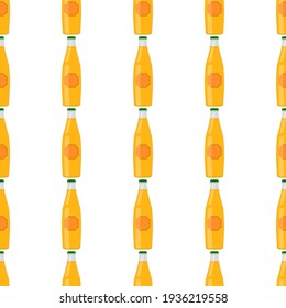 Illustration on theme seamless beer glass bottles with lid for brewery. Pattern beer consisting of many identical glass bottles on white background. Glass bottles it main accessory for beer gourmet.