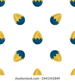 Illustration on theme seamless celebration holiday Easter with hunt colorful bright eggs, seamless pattern consisting of many hunt Easter eggs, hunt beautiful Easter eggs are main seamless accessory