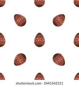 Illustration on theme seamless celebration holiday Easter with hunt colorful bright eggs, seamless pattern consisting of many hunt Easter eggs, hunt beautiful Easter eggs are main seamless accessory