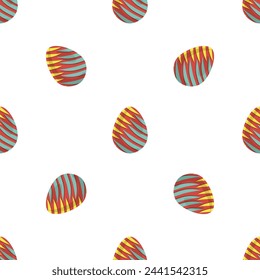 Illustration on theme seamless celebration holiday Easter with hunt colorful bright eggs, seamless pattern consisting of many hunt Easter eggs, hunt beautiful Easter eggs are main seamless accessory