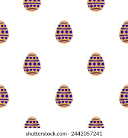 Illustration on theme seamless celebration holiday Easter with hunt colorful bright eggs, seamless pattern consisting of many hunt Easter eggs, hunt beautiful Easter eggs are main seamless accessory