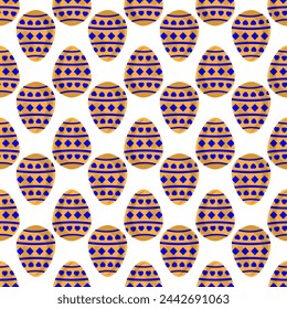 Illustration on theme seamless celebration holiday Easter with hunt colorful bright eggs, seamless pattern consisting of many hunt Easter eggs, hunt beautiful Easter eggs are main seamless accessory