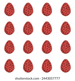 Ilustración sobre el tema de celebración sin fisuras de Pascua con la caza de coloridos huevos brillantes, patrón sin fisuras que consiste en muchos huevos de Pascua de caza, cazan hermosos huevos de Pascua son el principal accesorio sin fisuras