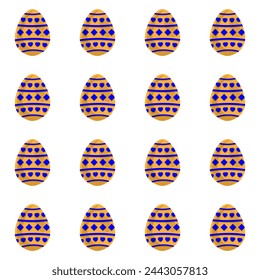 Illustration on theme seamless celebration holiday Easter with hunt colorful bright eggs, seamless pattern consisting of many hunt Easter eggs, hunt beautiful Easter eggs are main seamless accessory