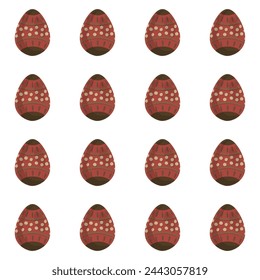 Illustration on theme seamless celebration holiday Easter with hunt colorful bright eggs, seamless pattern consisting of many hunt Easter eggs, hunt beautiful Easter eggs are main seamless accessory